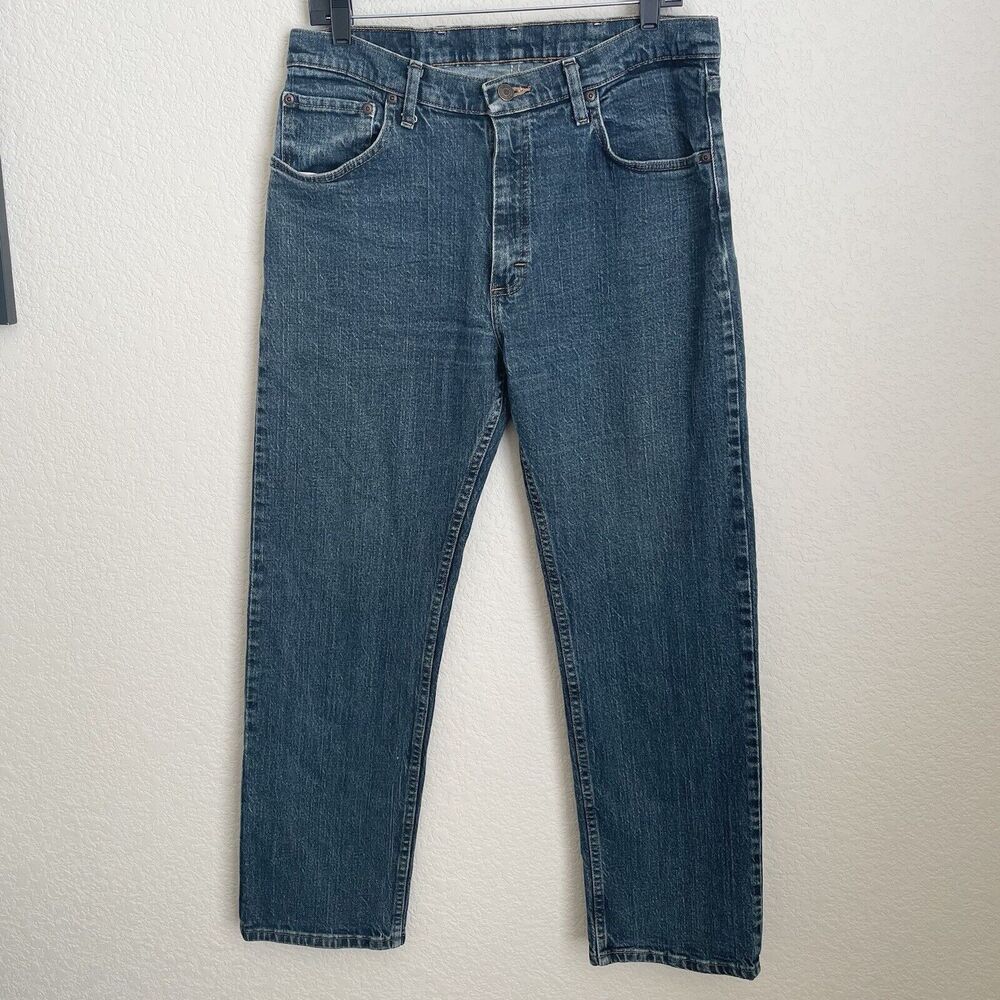 Wrangler Jeans Mens 34x30 Blue Regular Fit 9TRGAMD Denim Cowboy Western Casual